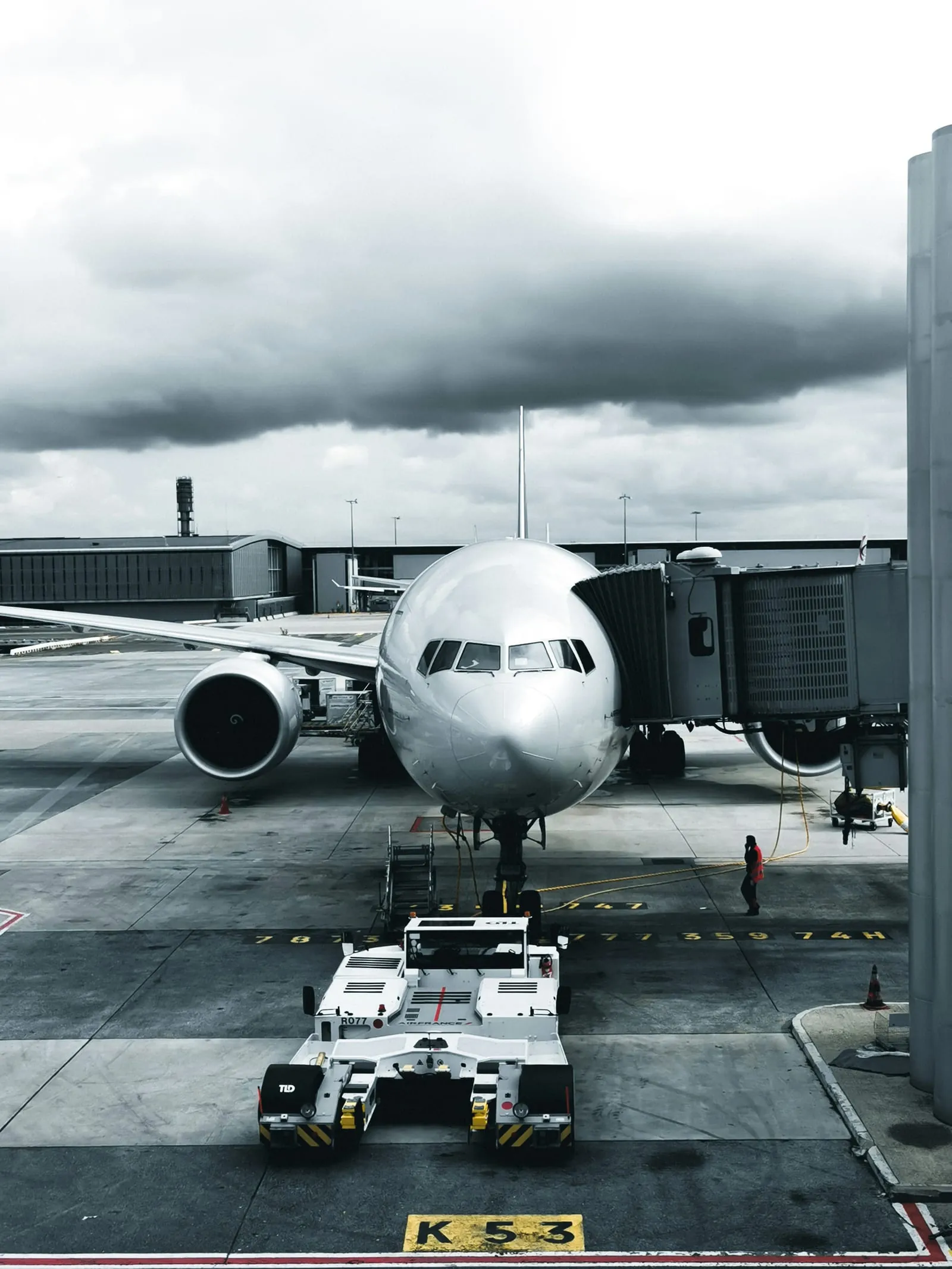Aircraft parked at an airport gate